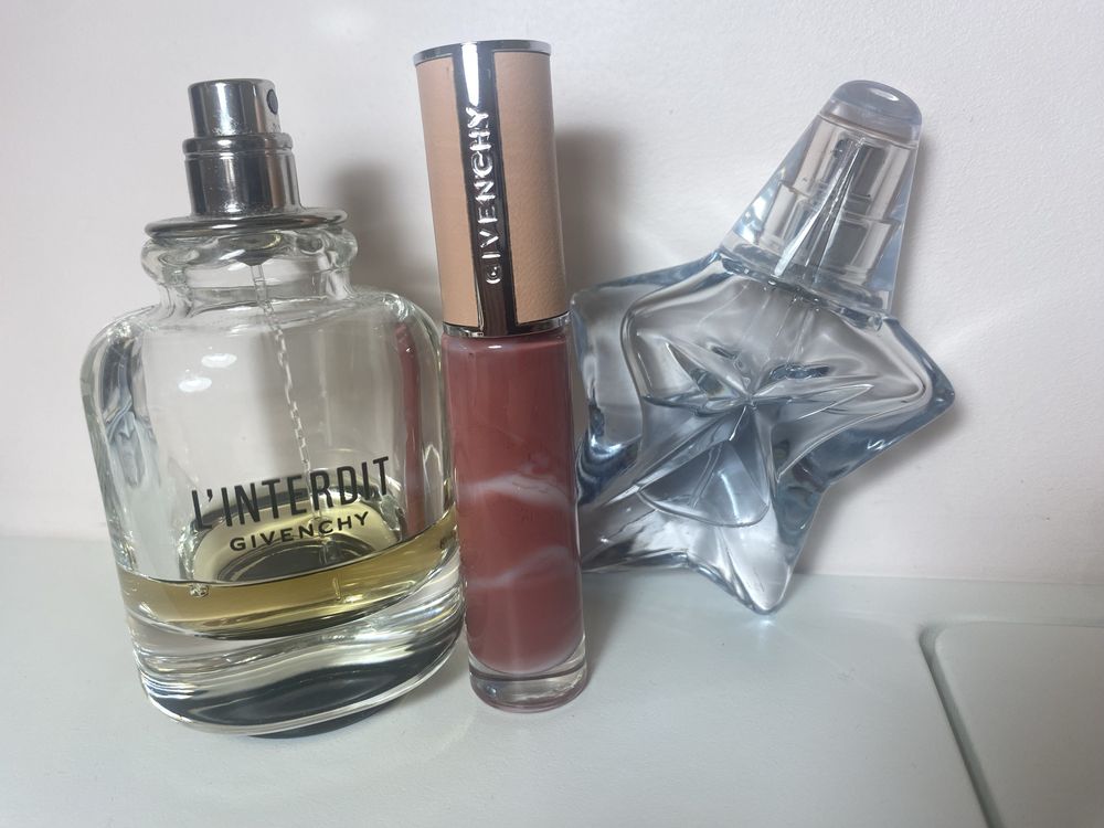 Perfumy i blyszczyk givenchy l interdit i angel  thierry mugler