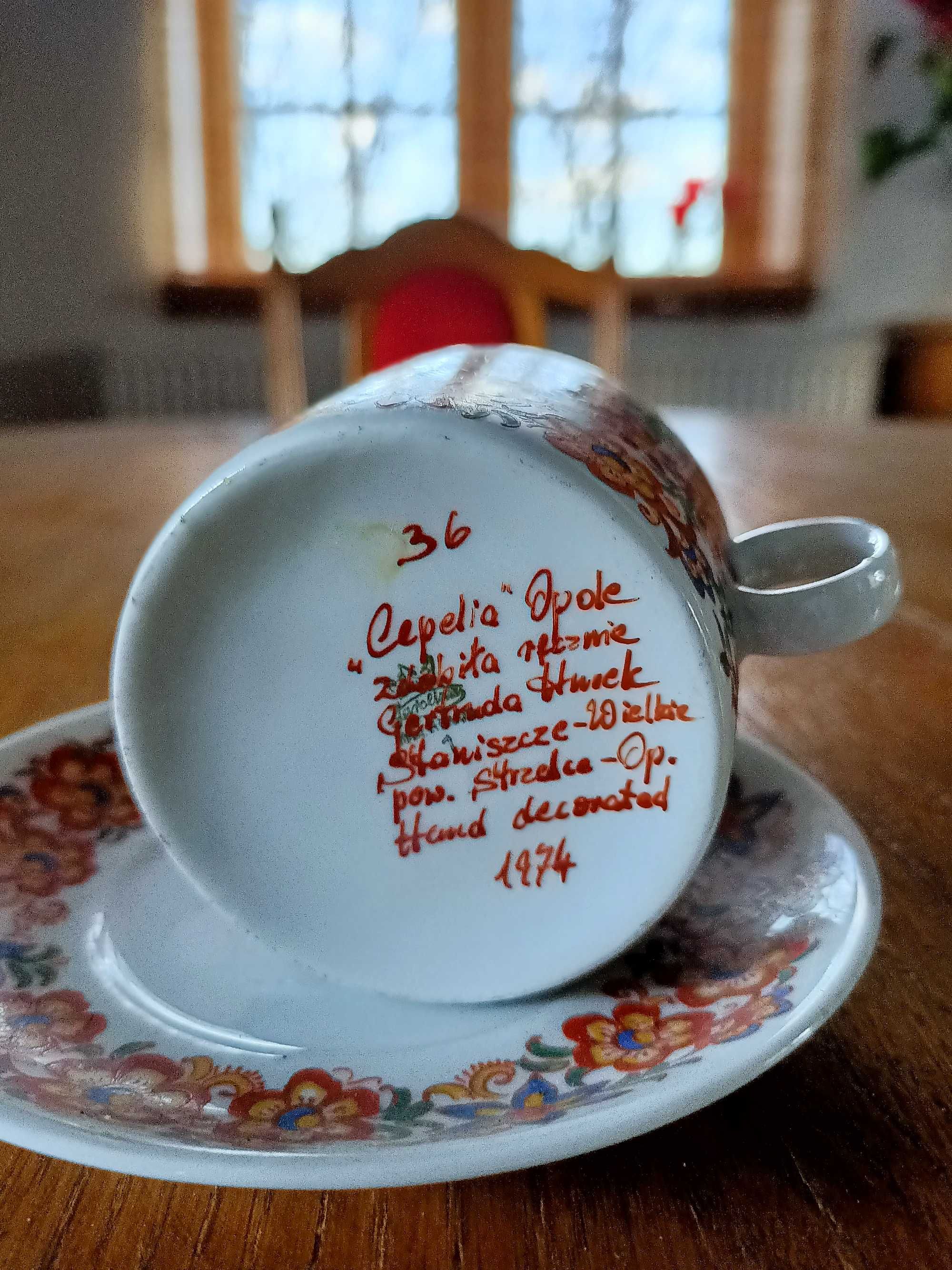 Porcelanowa filiżanka z talerzykiem Cepelia Opole