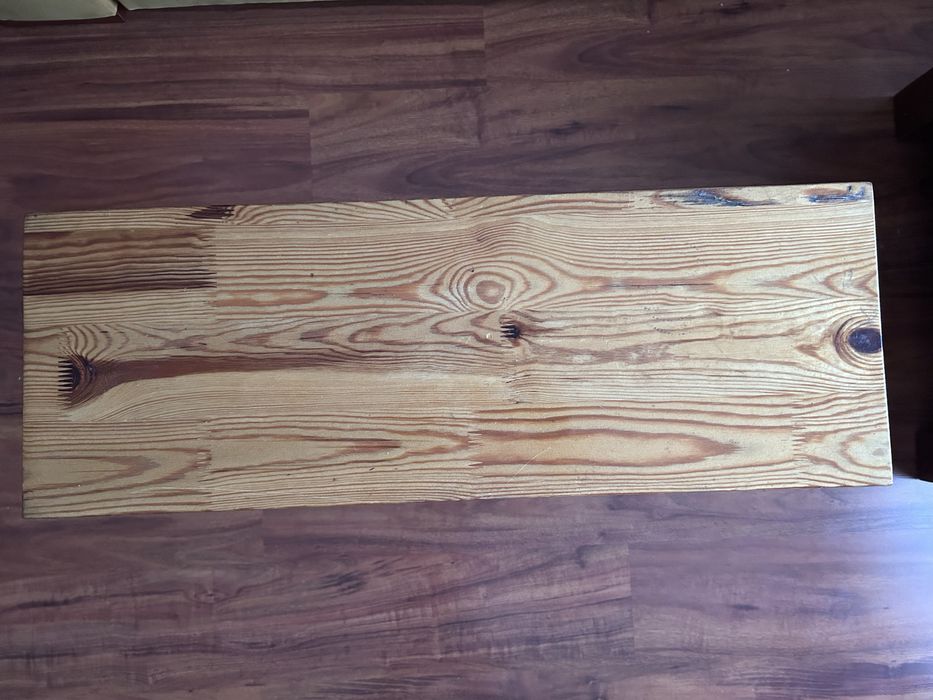 Stolik kawowy z litego drewna loft vintage, ręcznie robiony PRL