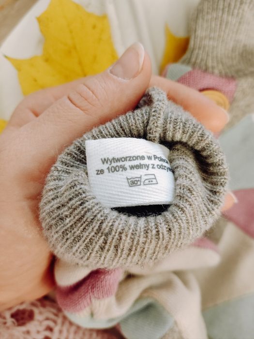 Rękawiczki patchworkowe damskie, 100% wełna, kaszmir