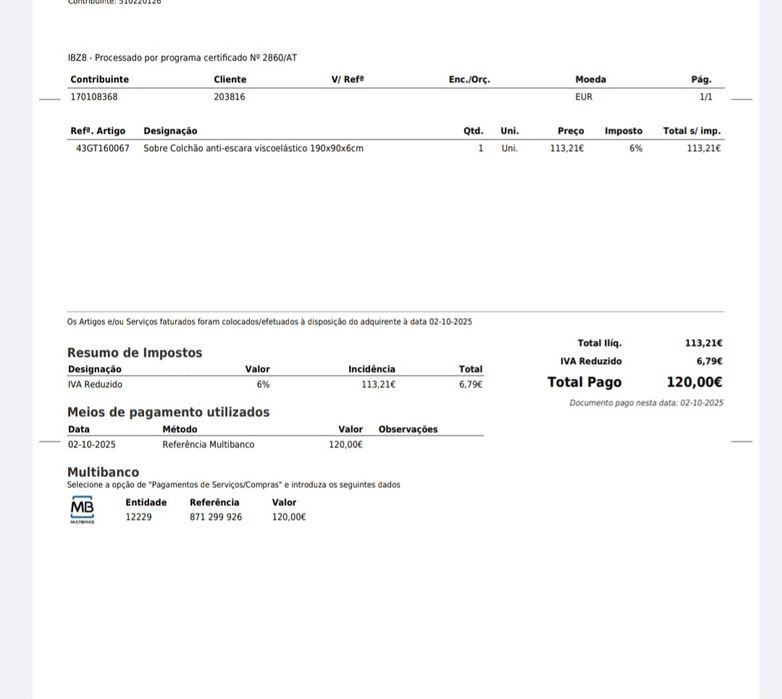 Colchão anti-escaras