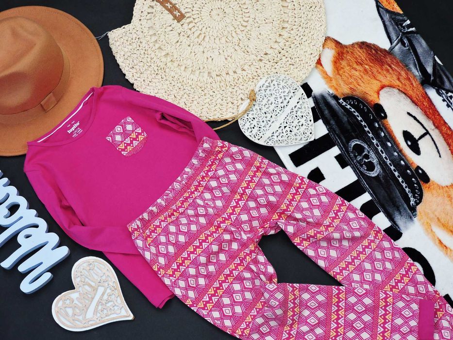 Lupilu - piżamka fuksja wzory , bawełna r 110/116