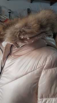 Płaszcz płaszczyk z jenotem z futrem M kurtka