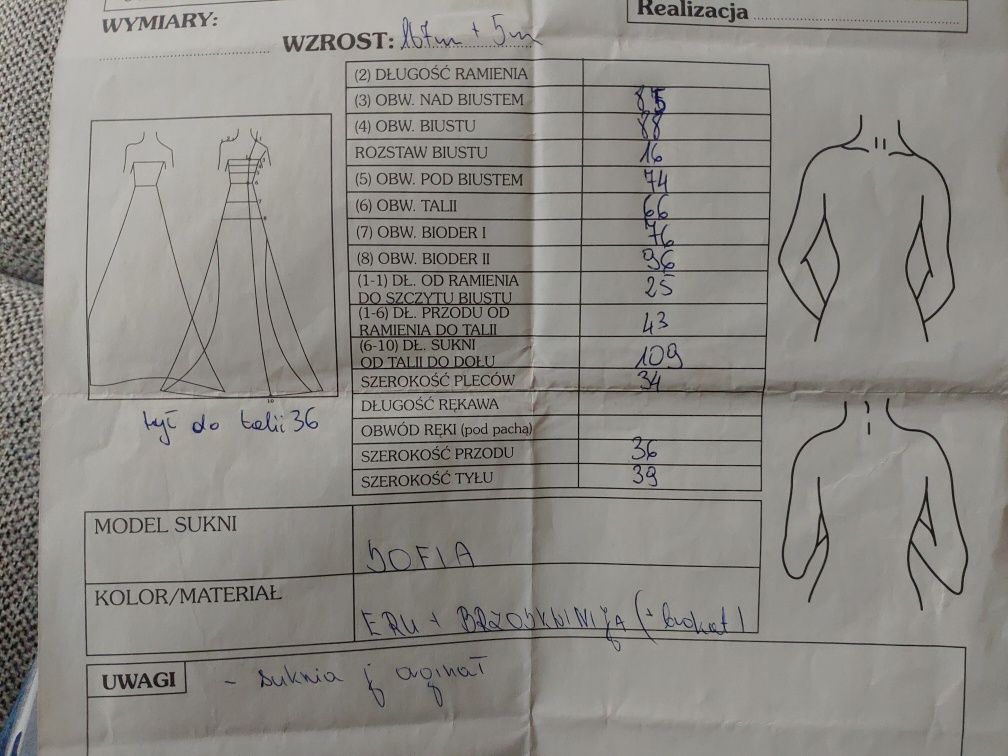Suknia ślubna Sofia rozm. 36 Ecru, brzoskwinia, brokat