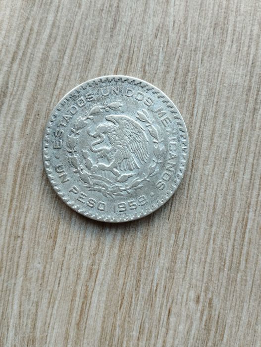 Moeda 1 peso mexicano prata