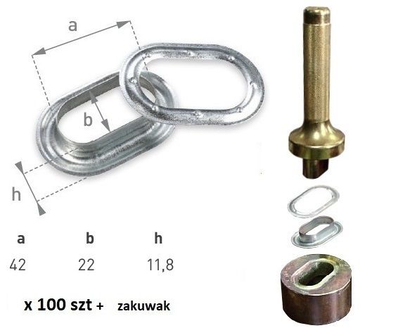Oczka owalne 42x22 100szt + zakuwak