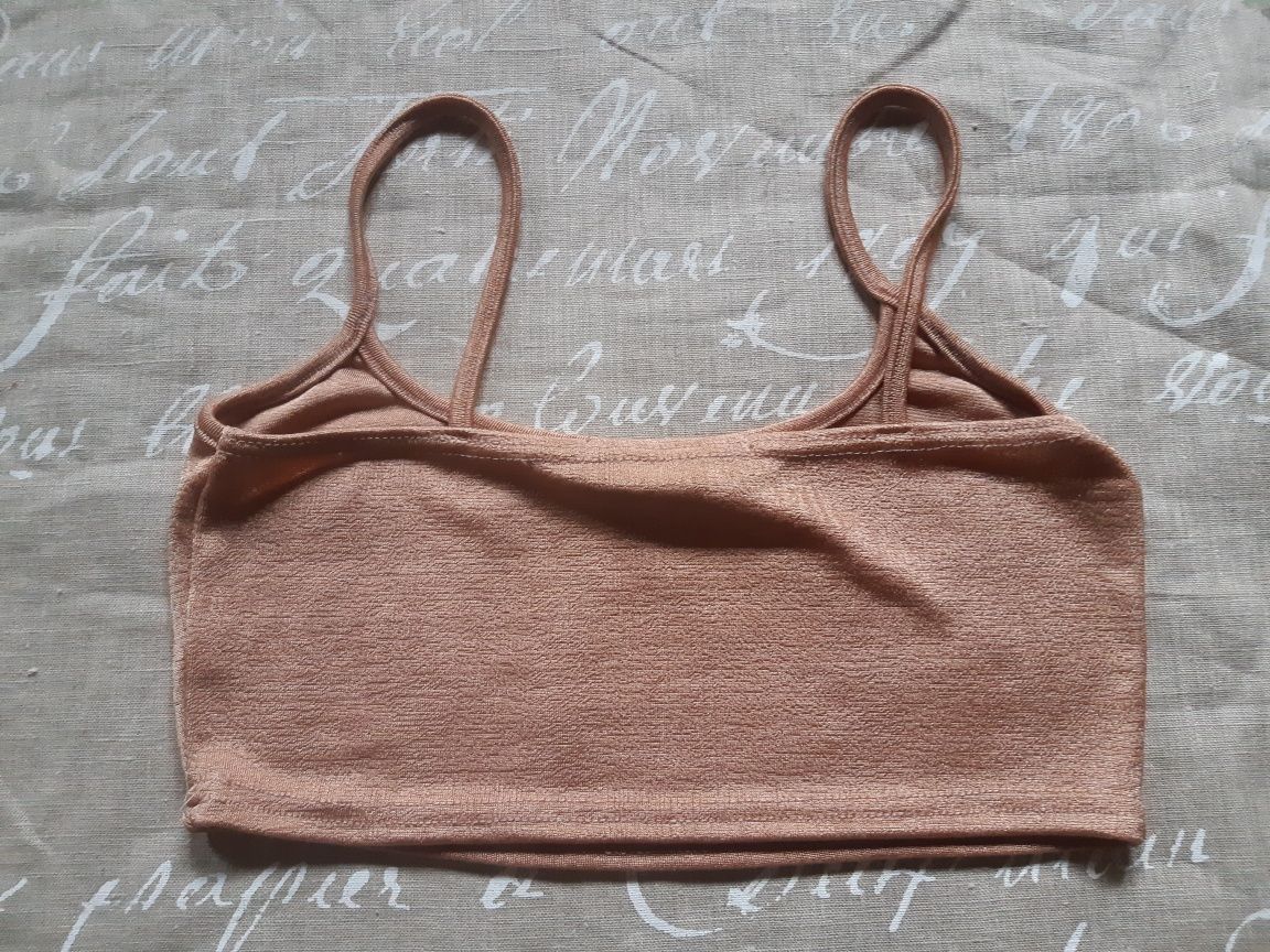 Miedziana krótka bluzka na ramiączka crop top S/M 36/38