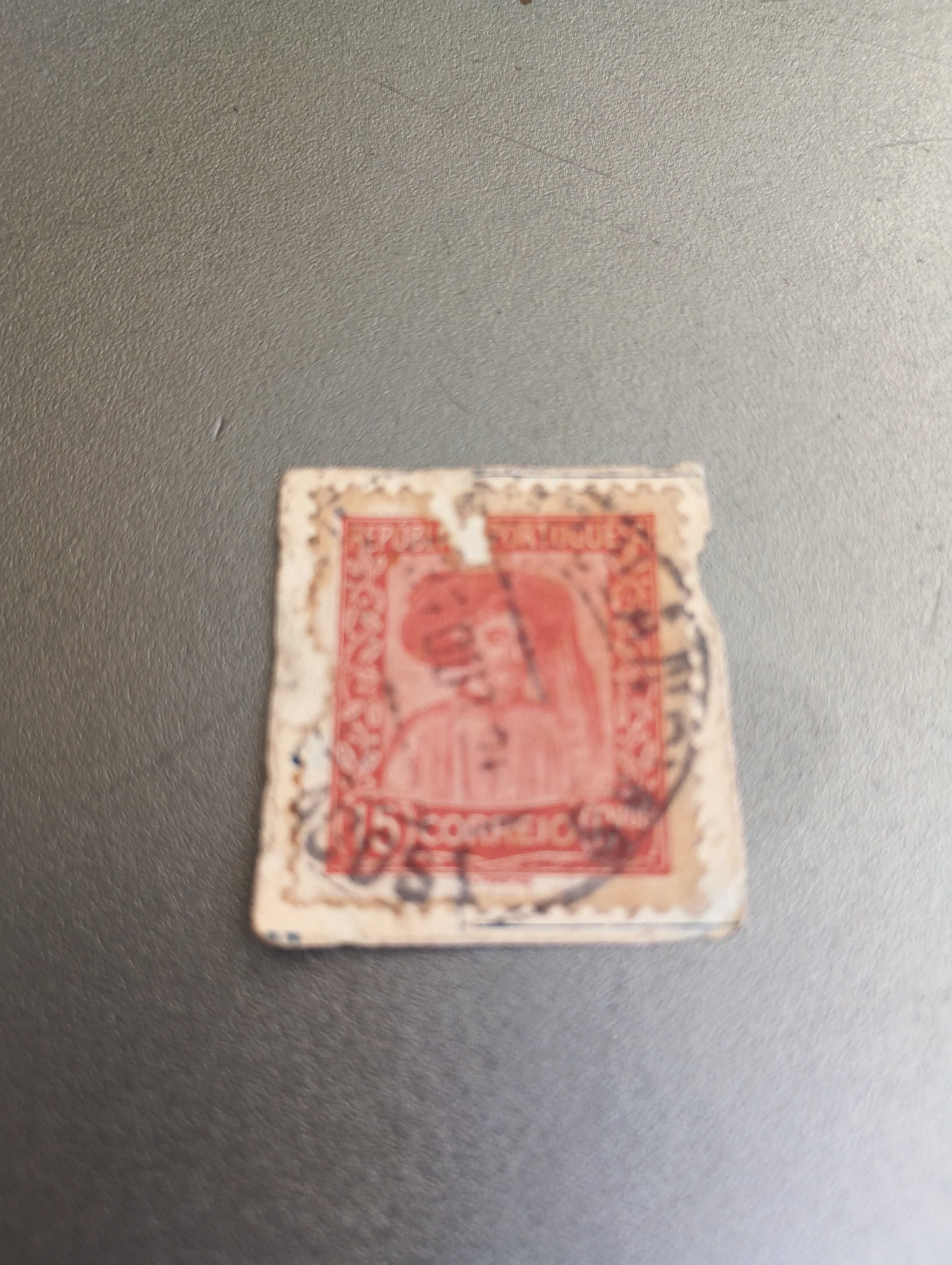 selo raro do Deutsches Reich de 10 Pfenning (Pf) vermelho