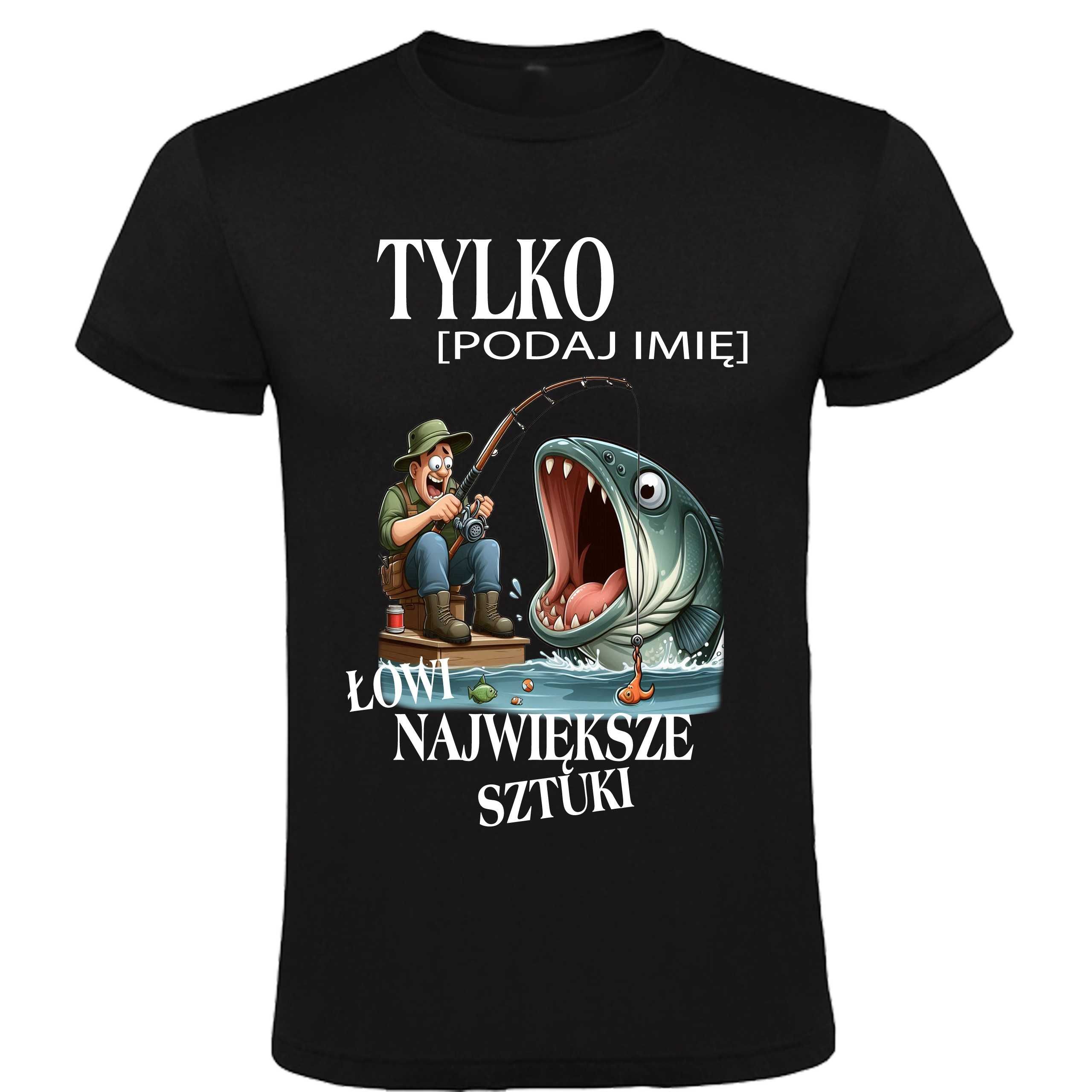 Koszulka Dla Wędkarza na Prezent Personalizowana Dodaj swoje imię r.xl