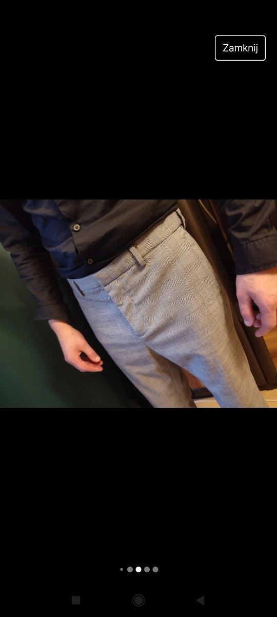 Garnitur męski ślubny szary kratka wesele jak nowy 50 5XL