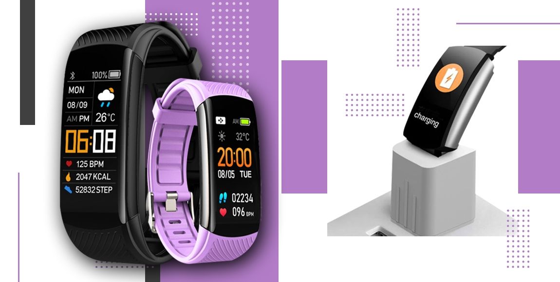 smartband giewont fit&go duo gw200-8 - black + pasek touch of lavender