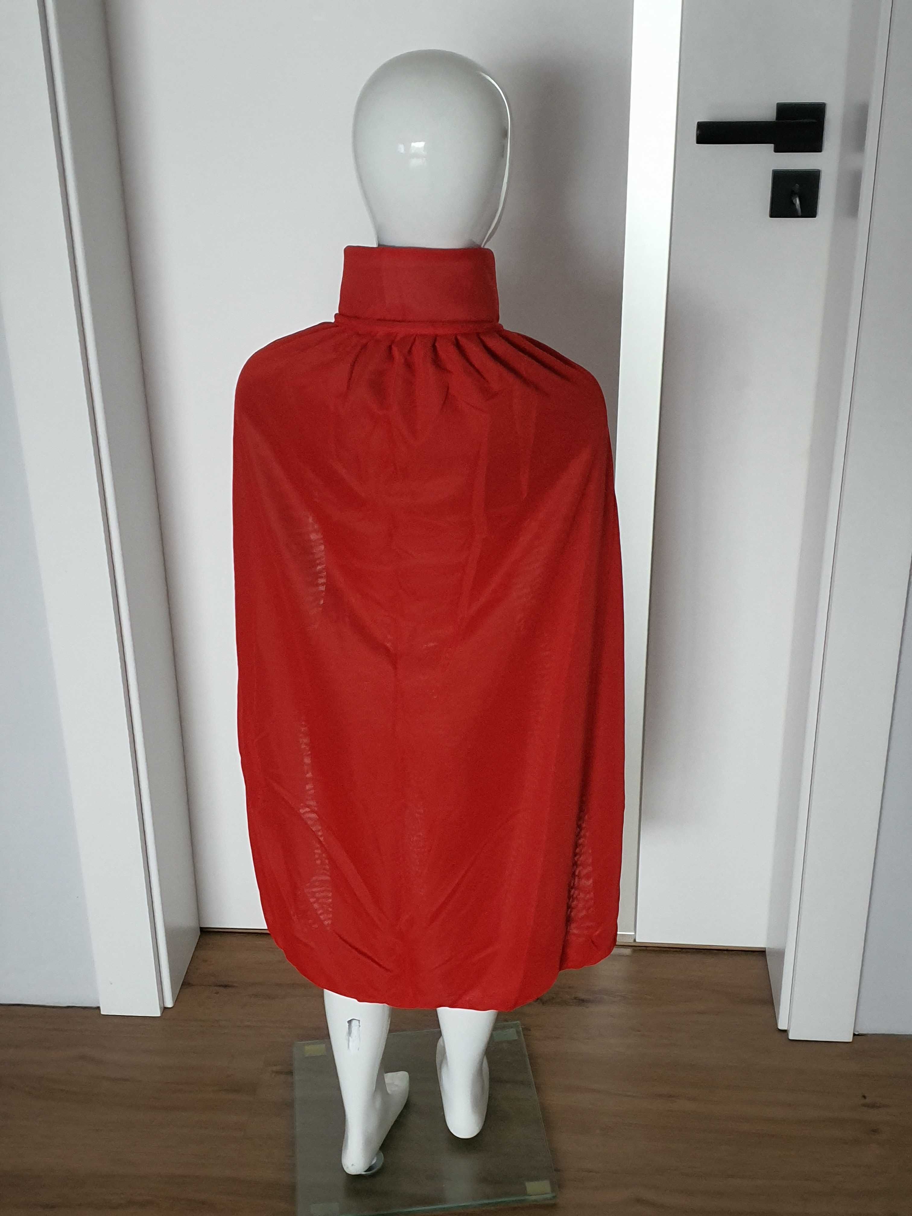 Dwustronna Peleryna WAMPIR Czarna Czerwona Kostium Halloween BAL