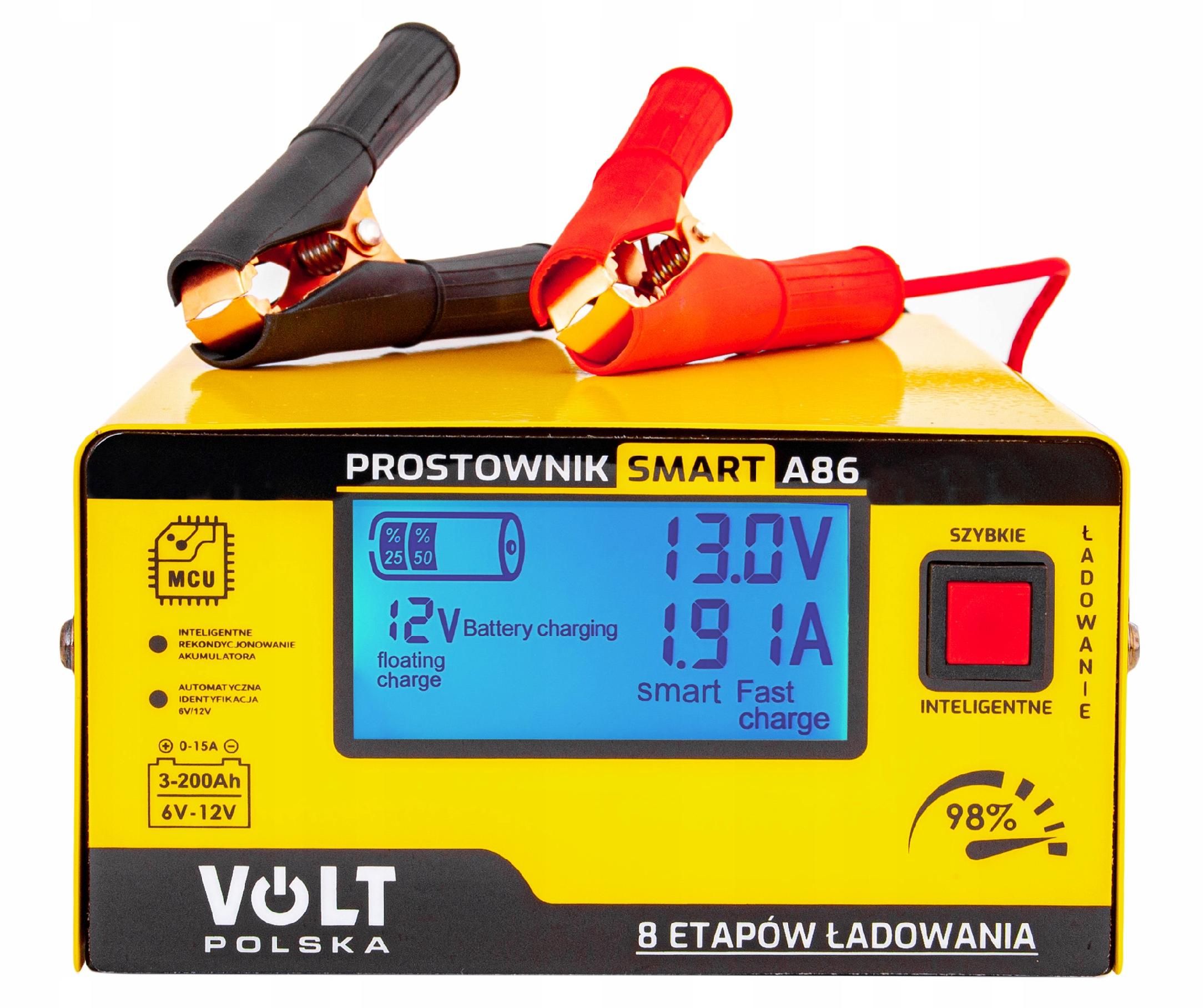 Ładowarka prostownik do akumulatora lcd 6V 12V 15A (PRO49)