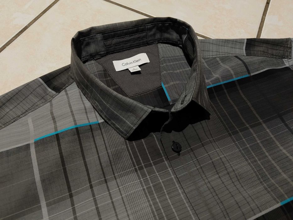 CALVIN KLEIN USA - NOWA! z LOGO Koszula Męska krótki rękaw rozmiar L