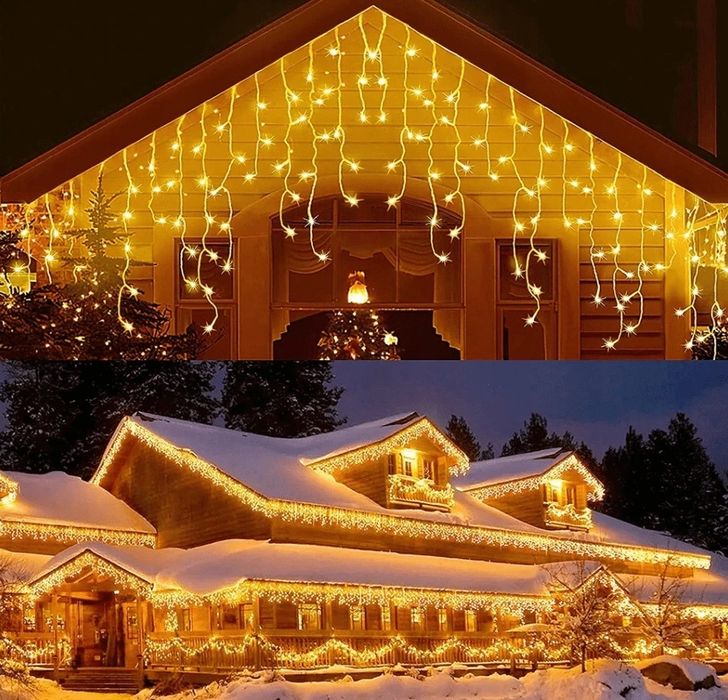 Nowe piękne lampki choinkowe Sople 500 led 24m kurtyna efekt flash