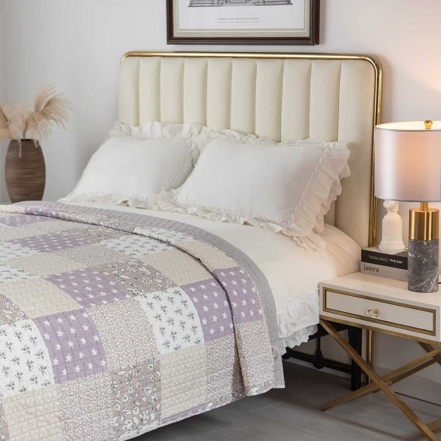 narzuta patchworkowa dwustronna narzuta na łóżko podwójne 170x210 cm
