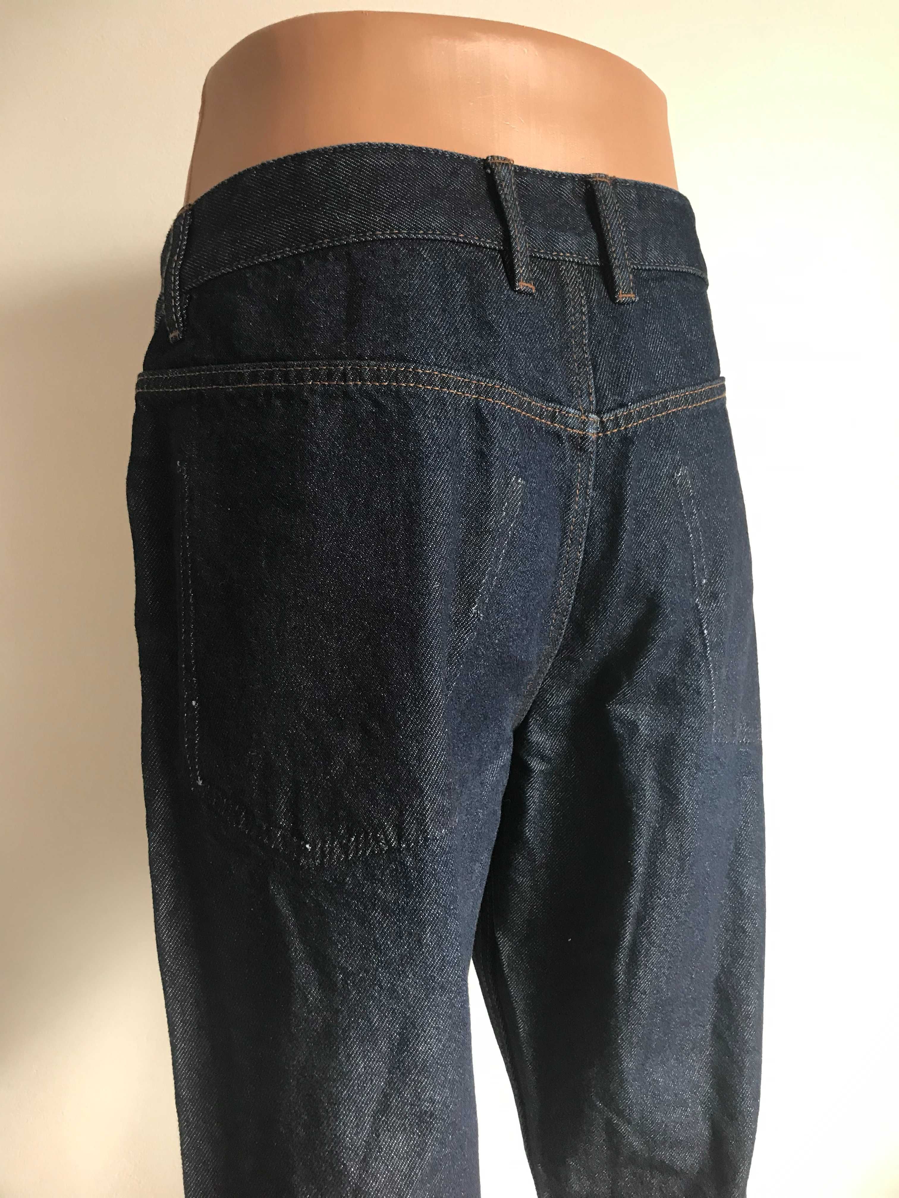 Nowe jeansy dzinsy meskie spodnie granat ciete nogawki M