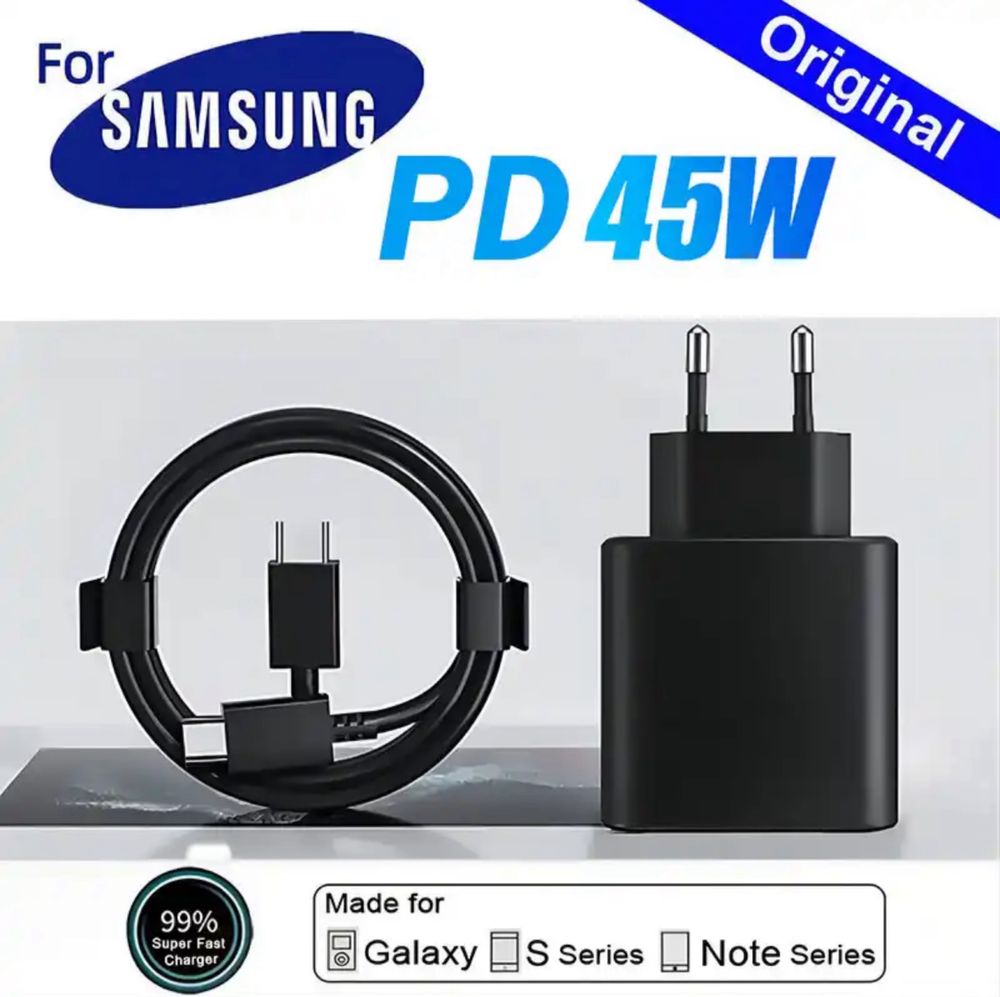 Szybka ładowarka + kabel 45 W - Samsung, iPhone 15, 16