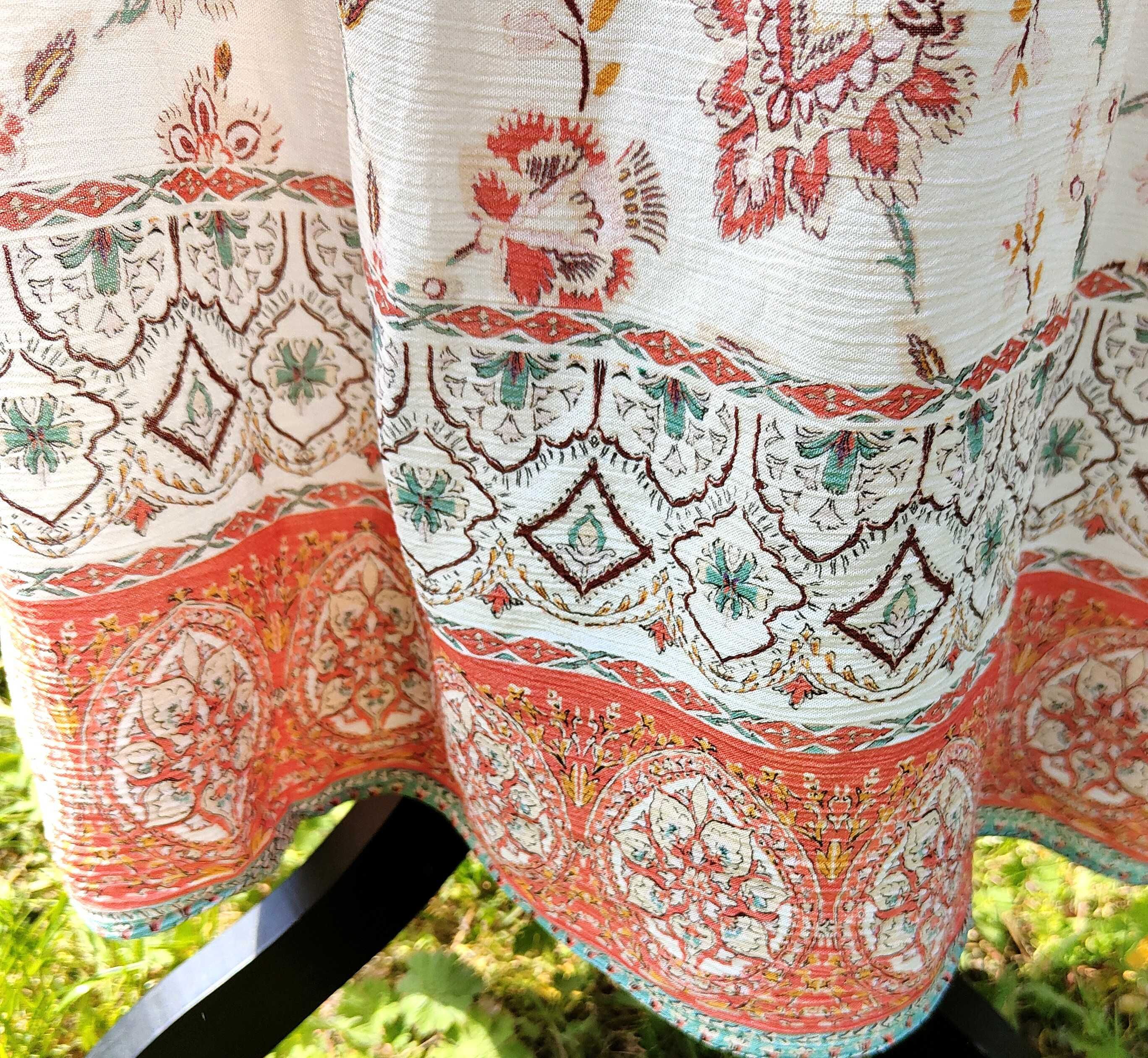 Długa sukienka maxi F&F 48 4XL boho bohemian wiskoza wzór orient