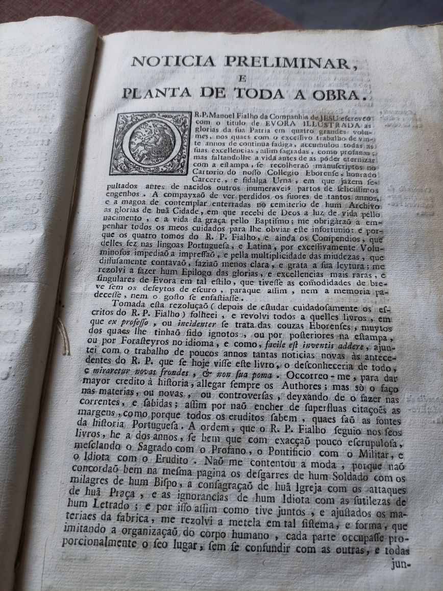 Évora Gloriosa livro antigo Séc XVIII raro