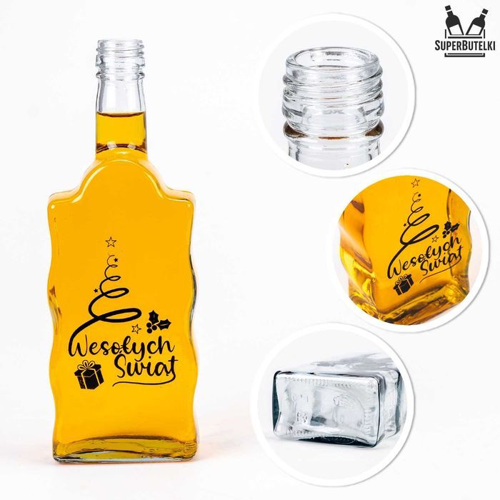 Butelka FALA 500 ml z nadrukiem ŚWIĄTECZNYM butelka na nalewki soki
