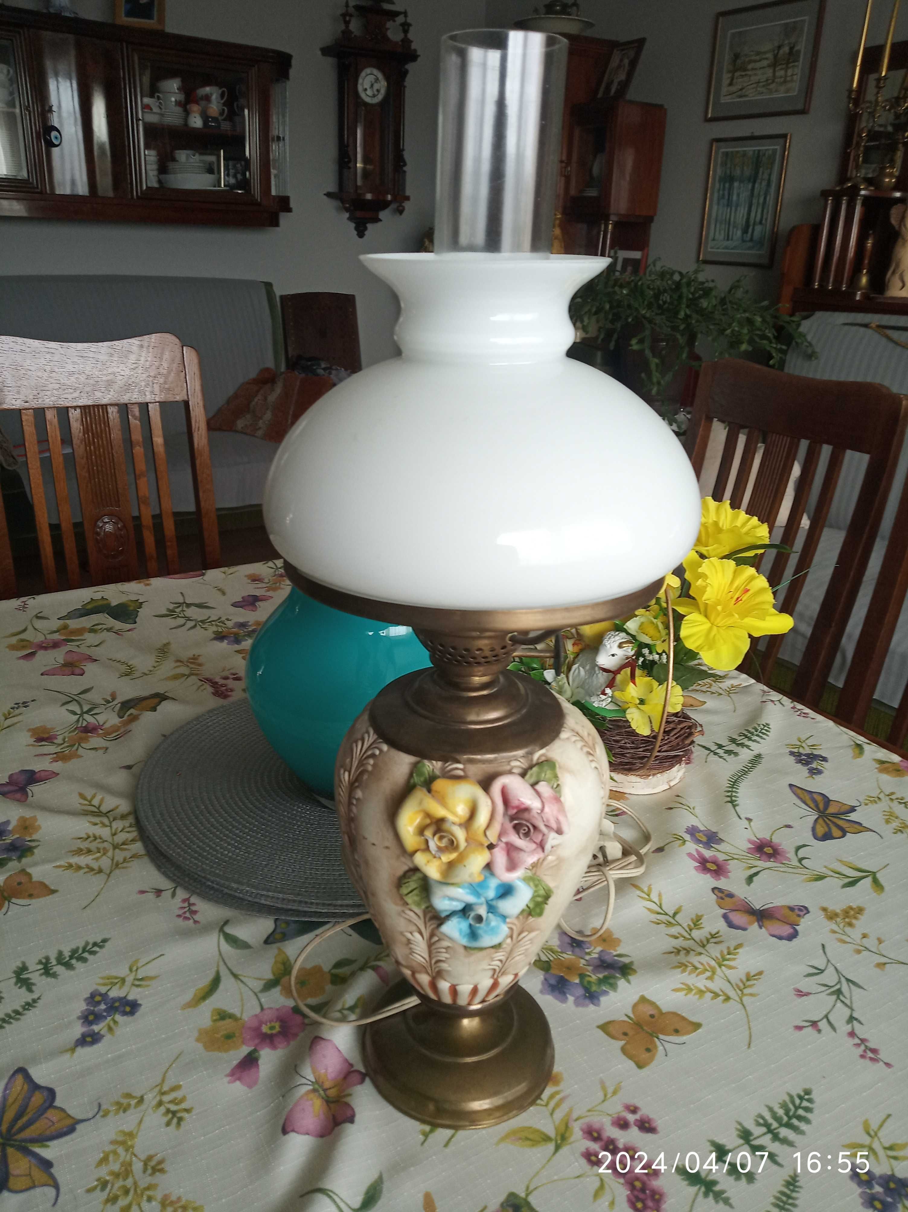 Lampa stojącą porcelana/mosiądz