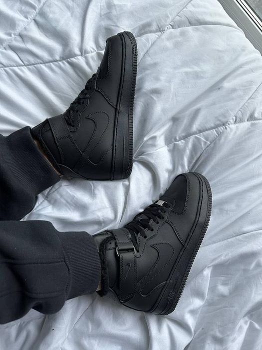 Зимові чоловічі Nike Air Force 1 Mid Black хутро