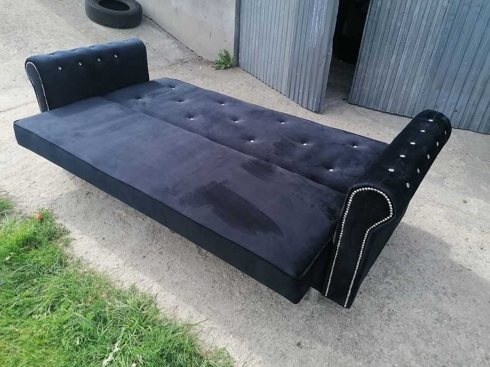 RATY sofa Chesterfield kanapa łóżko GLAMOUR zkryształami wersalka 3 os