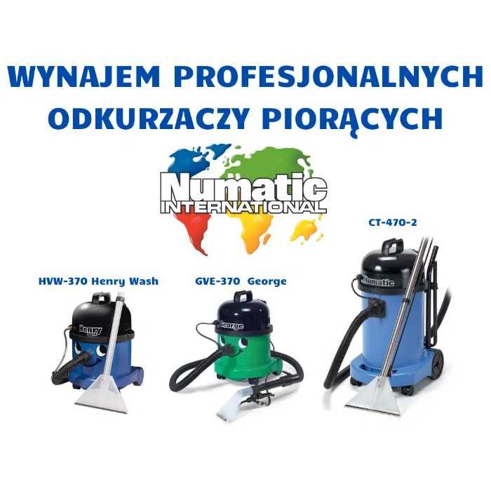 Wynajem profesjonalnych odkurzaczy piorących Numatic. Piaseczno