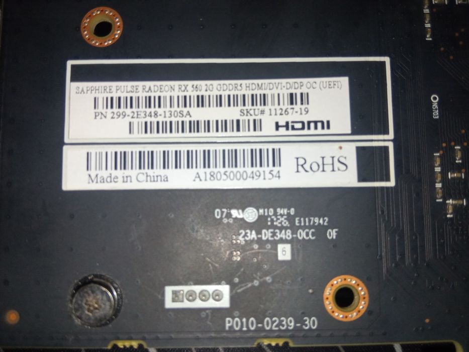 Відеокарта Sapphire plus Radeon rx560 2gb