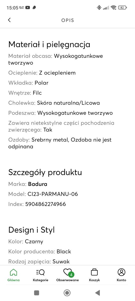Kozaki dla dziewczynki 35 Badura skórzane