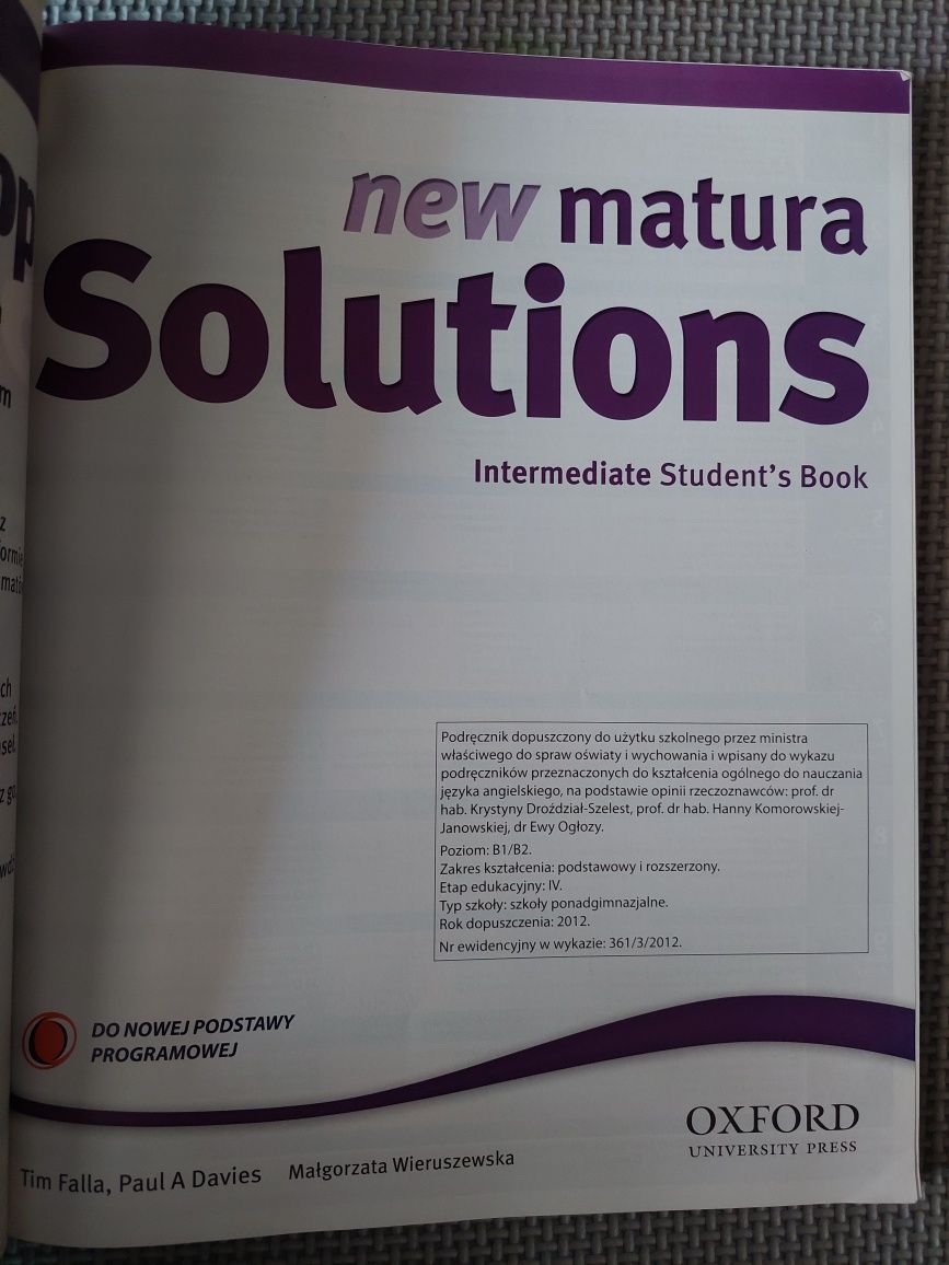 New Matura Solutions. Intermediate Student's Book