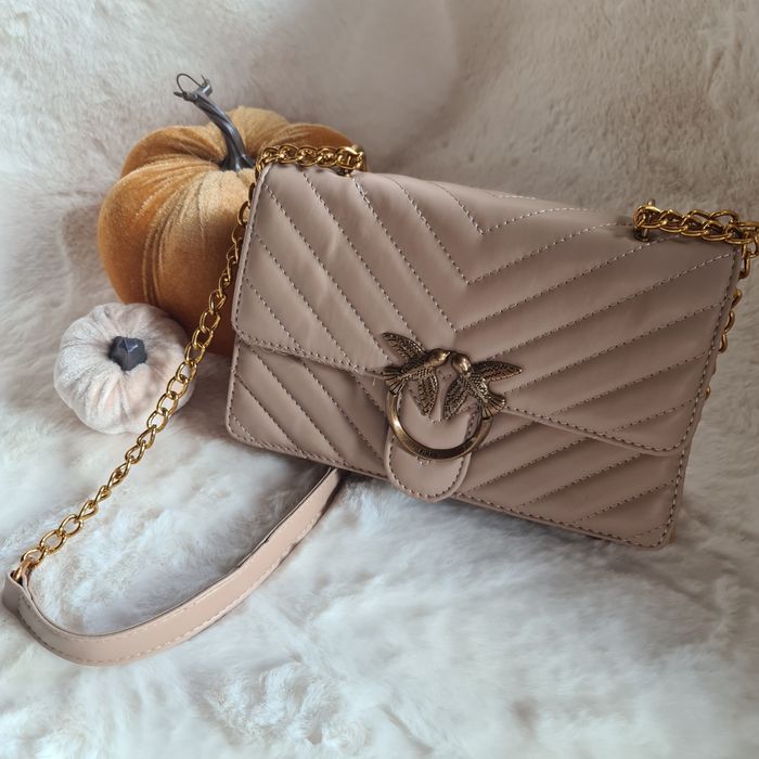 Pinko bag torebka listonoszka beżowa