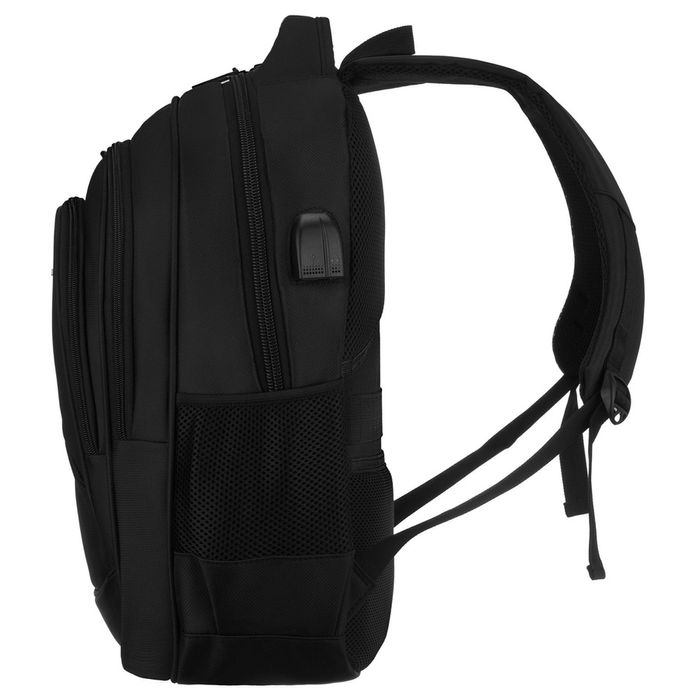 plecak szkolny z poliestru w czarnym kolorze z portem usb  - peterson