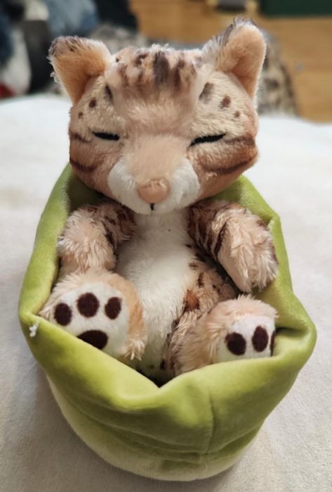 Плюшевая игрушка NICI Бенгальский кот 12 см, спит в корзине . Новый.