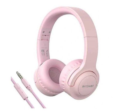 Nowe słuchawki nauszne dziecięce składane BlitzWolf różowe