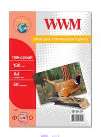 Фотобумага WWM глянцевая 180Г/м кв, А4, 50л (G180.50)