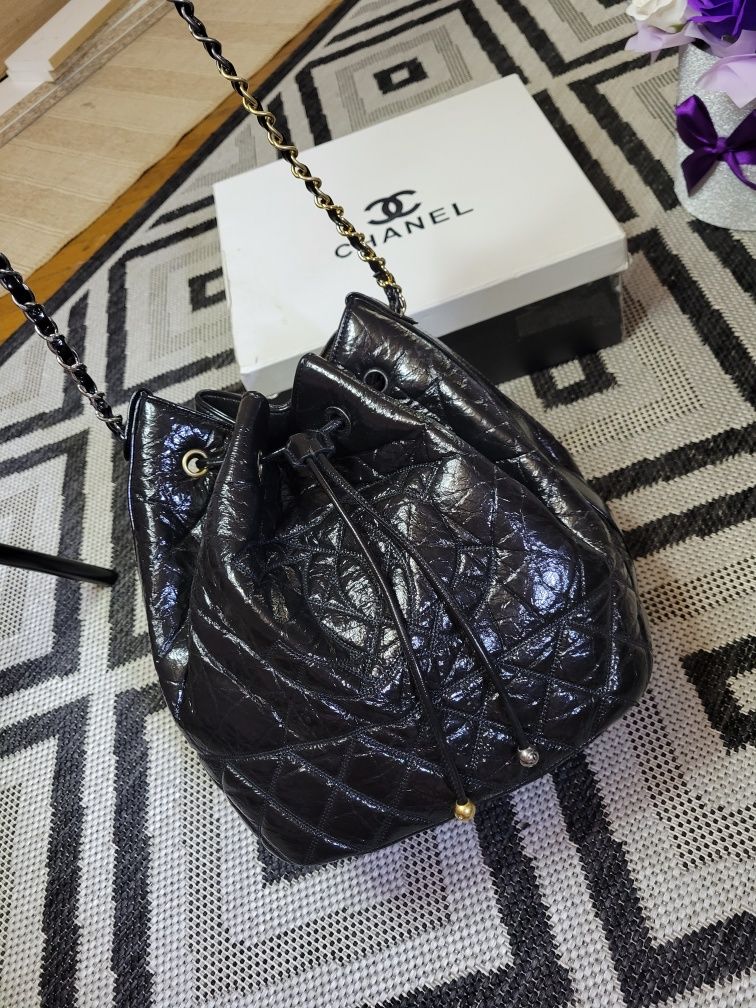 Оригінал chanel cc сумка жіноча женская drawstring bucket чорна шанель