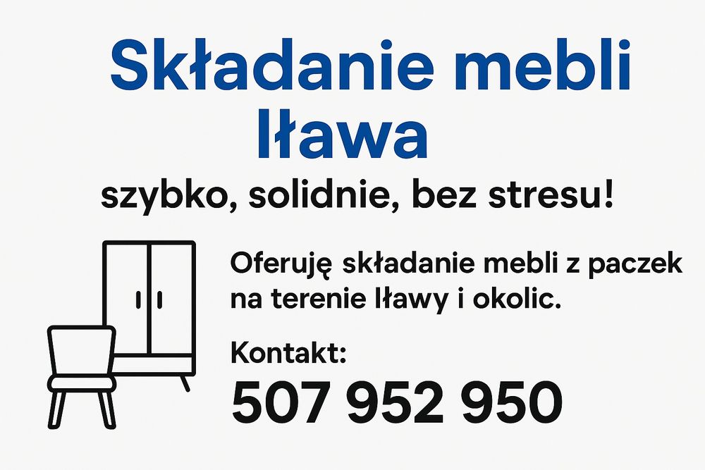 Składanie mebli Iława – szybko, solidnie, bez stresu
Składanie me