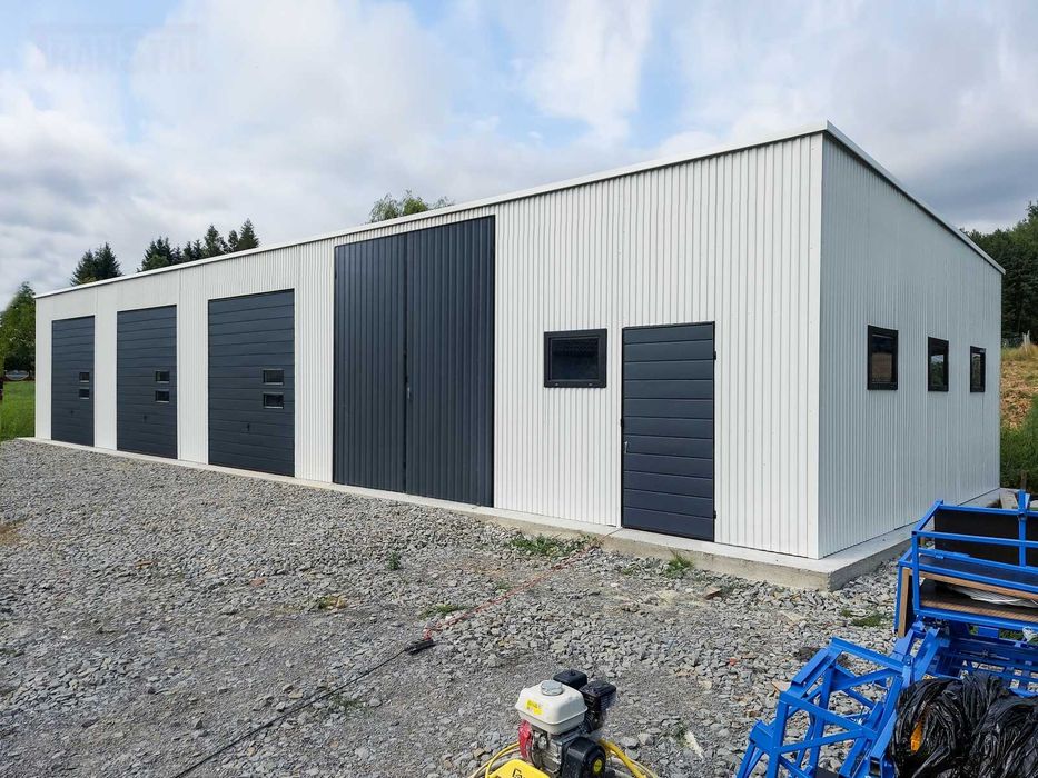 Hala blaszana / stalowa 10x6m z wiatą 4m Garaż blaszany TRANSTAL
