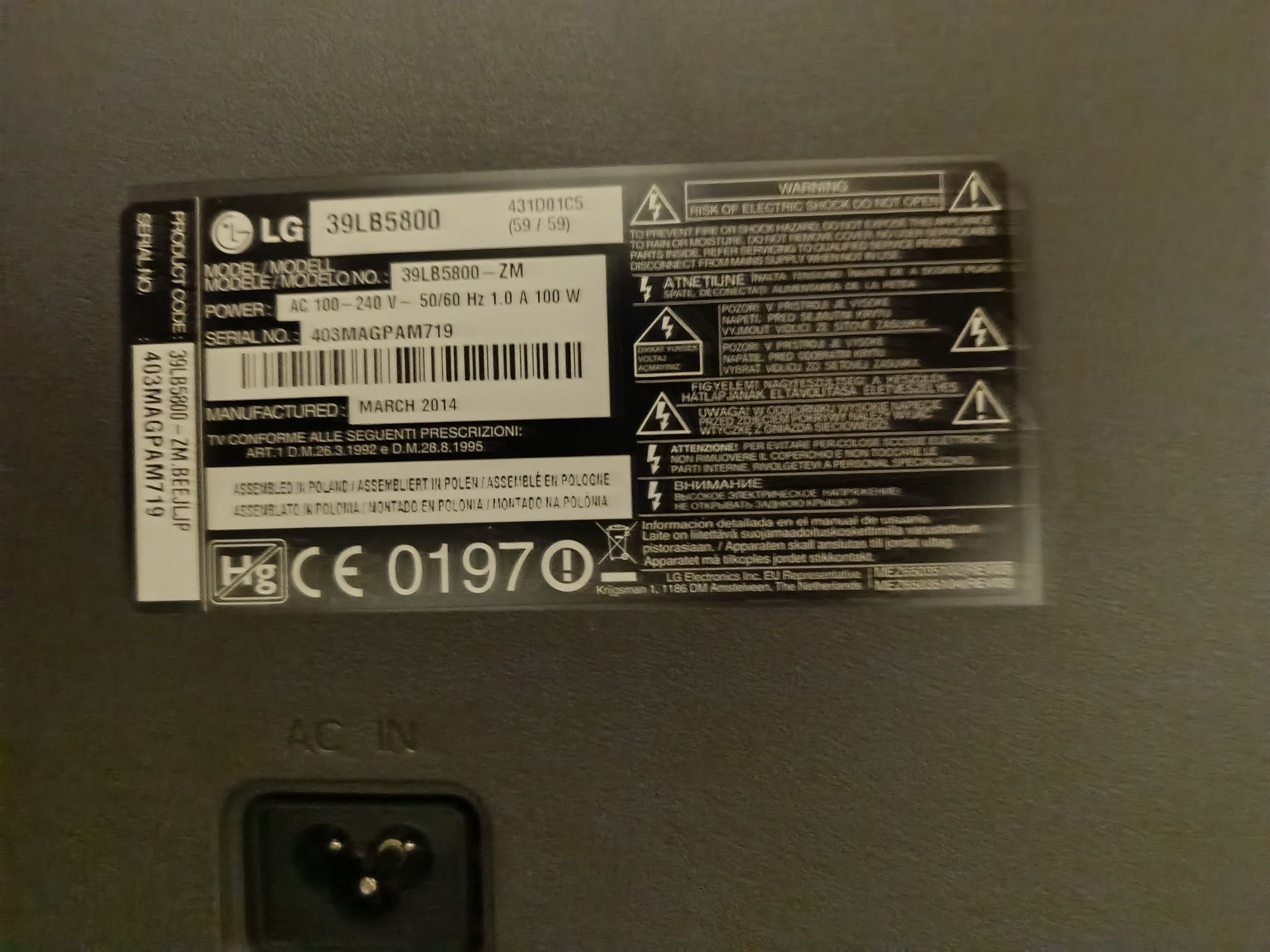 LG 39LB5800 3D/SmartTV/100Hz/3xUSB/3xHDMI/DVB-T/C