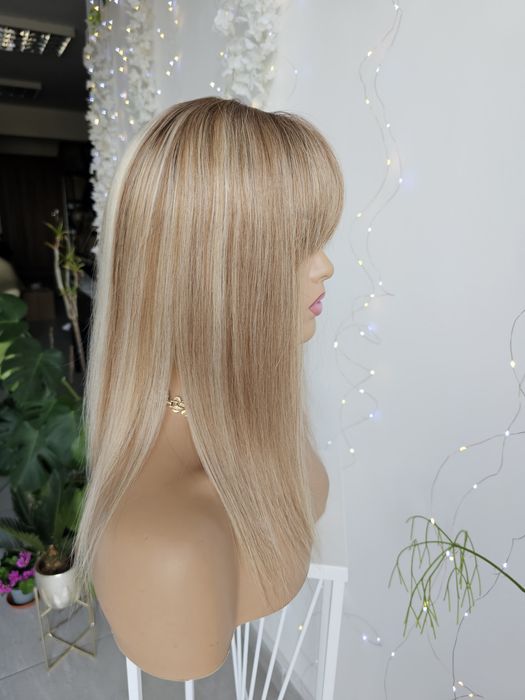 Topper Karina włosy naturalne mix blond z refleksami mikroskóra