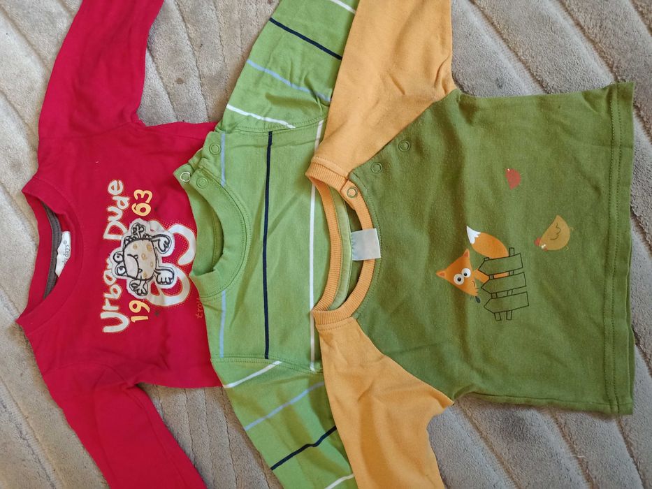 Bluzka bluzeczki dziecięce bawełniane długi rękaw zestaw