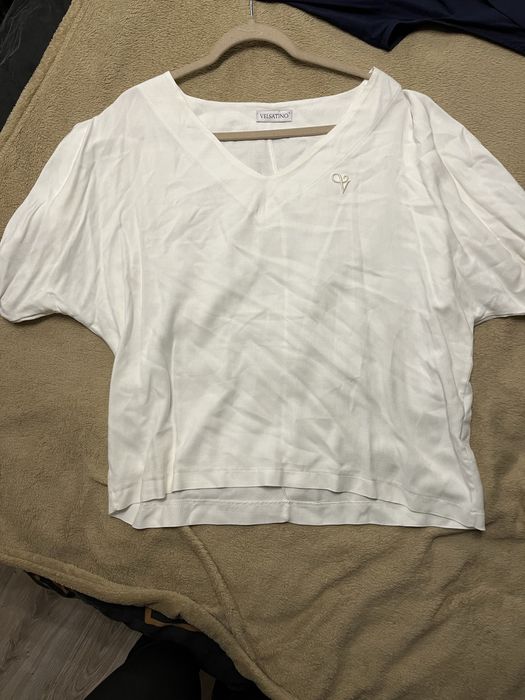 Bialy komplet bluzka i spodnie