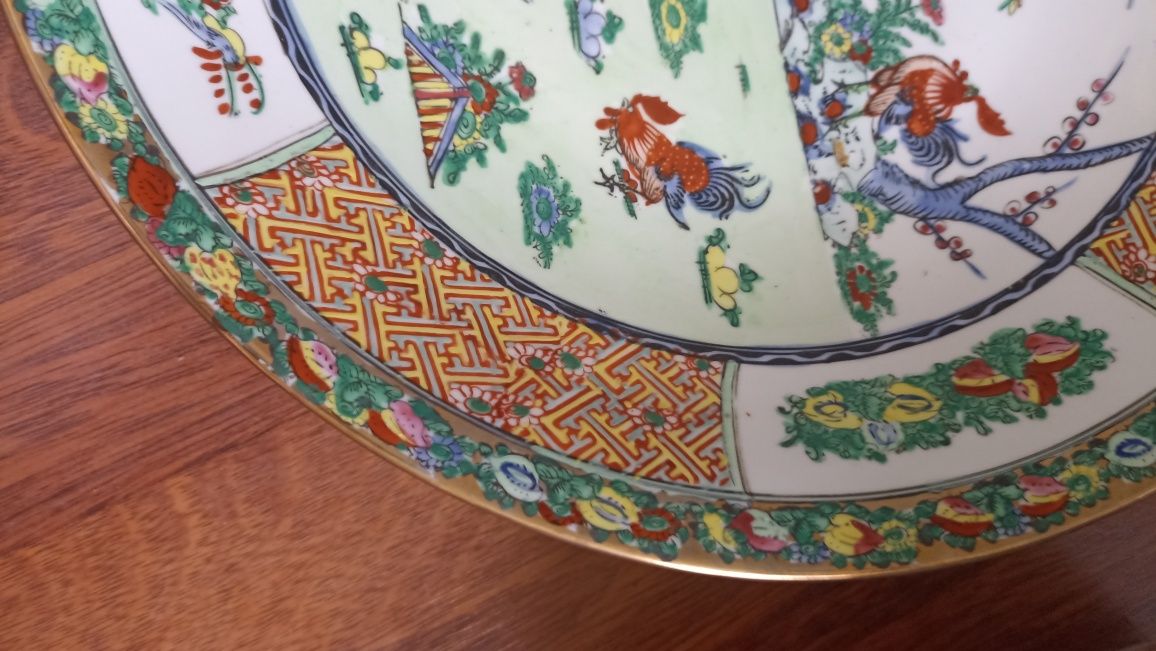 Prato/taça  decorativo grande antigo loiça chinesa