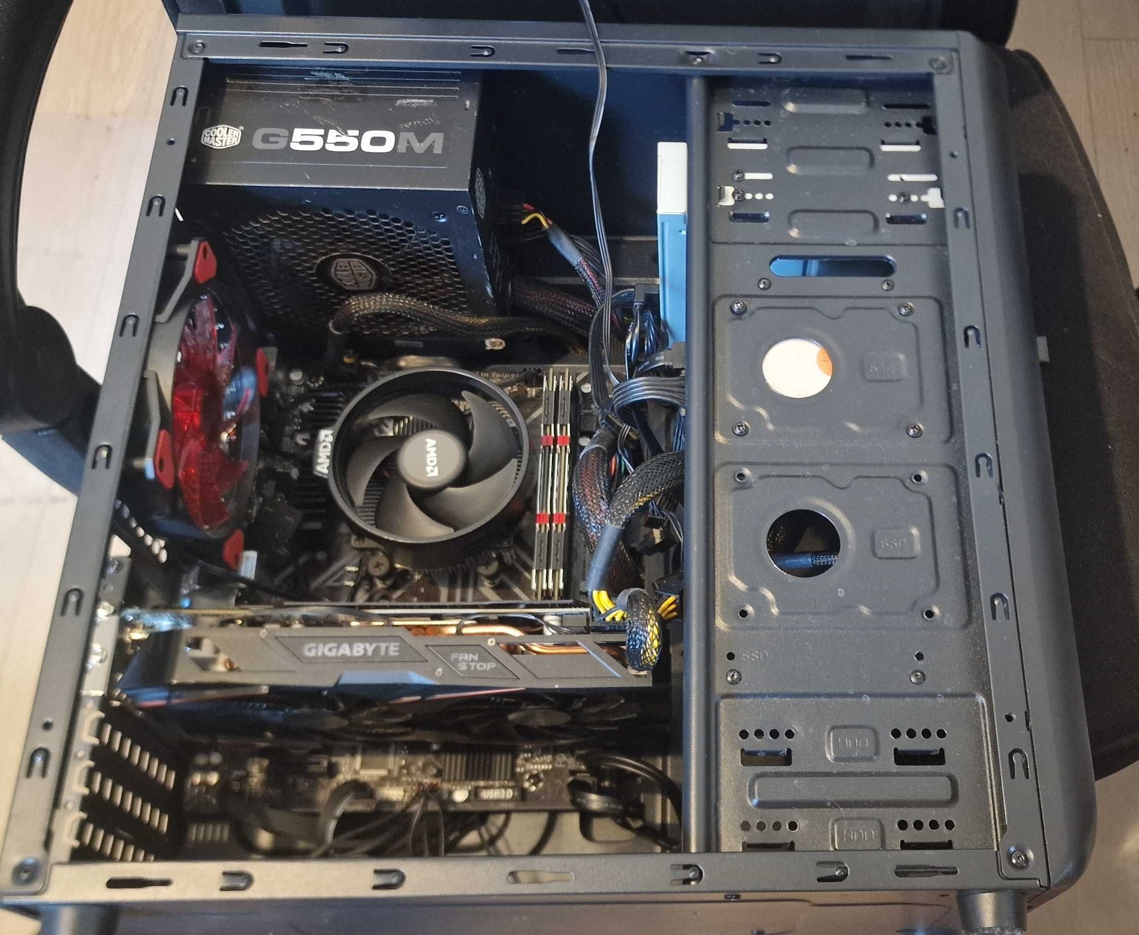 Komputer do gier Ryzen 5, graf RX Gigabyte, 16GB ram, SSD nmve, Wawa