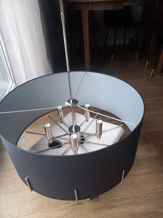 Żyrandol mosiężny NEMI nem-zwd-5 czarny abażur nikiel KUTEK MOOD