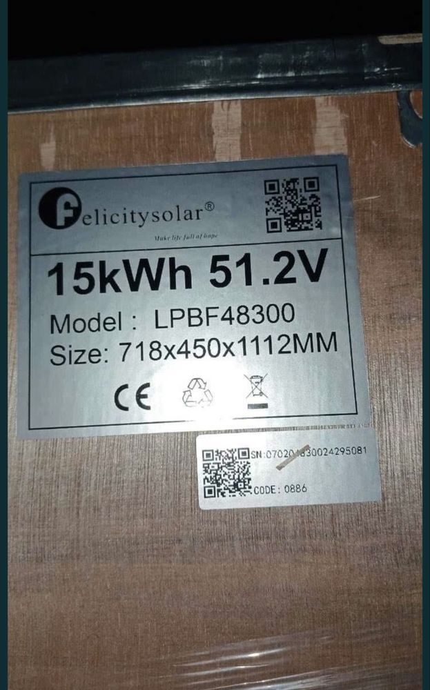Акамуляторная батарея Felisiti LPBF48300 Lifepo4 52v 300Ah 15 kWt
