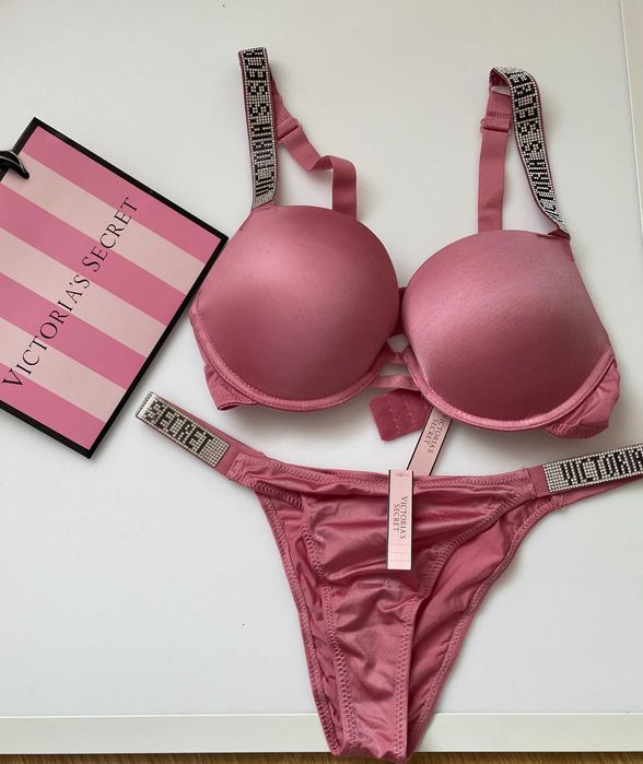komplet bielizny victoria's secret rose pink new+torebka 85C