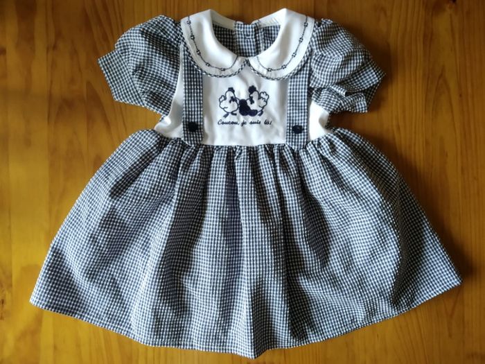 (NOVO, PORTES GRÁTIS) Vestido de Bebé Vintage (1 ano) - Azul Marinho